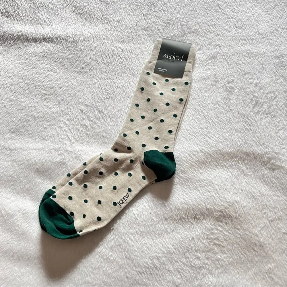 J.Crew Men’s Gray and Green Dot Socks NWT OS